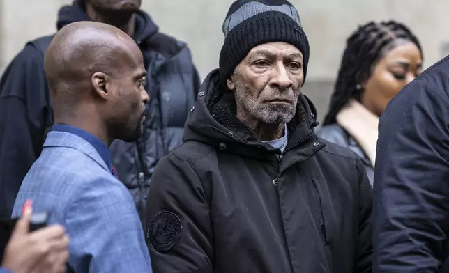 Andre Zachary, father of Jordan Neely, at a press conference outside the criminal court, Monday, Dec. 9, 2024, in New York. (AP Photo/Stefan Jeremiah)
