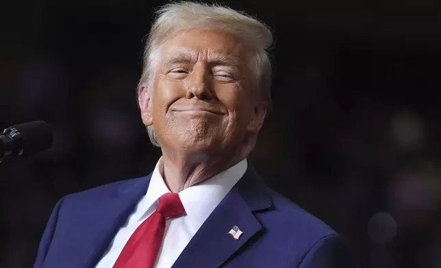 Republican presidential nominee former President Donald Trump speaks at a campaign rally at PPG Paints Arena, Monday, Nov. 4, 2024, in Pittsburgh, Pa. (AP Photo/Evan Vucci)