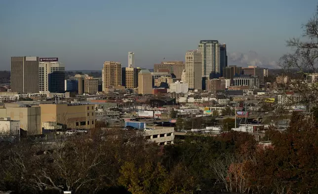 Downtown Birmingham, Ala., is seen early Friday, Dec. 6, 2024. (AP Photo/Carolyn Kaster)