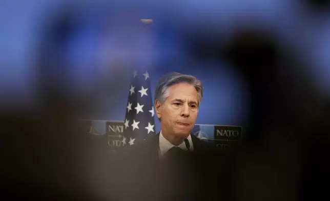 United States Secretary of State Antony Blinken speaks during a media conference at the conclusion of a meeting of NATO foreign ministers at NATO headquarters in Brussels, Wednesday, Dec. 4, 2024. (AP Photo/Virginia Mayo)