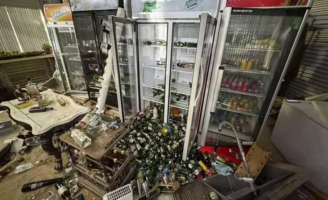 The inside of a building damaged is seen in Port Vila, Vanuatu, following a powerful earthquake Tuesday, Dec. 17, 2024. (Tim Cutler via AP)