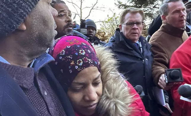 Boston City Council member Tania Fernandes Anderson leaves federal court in Boston after pleading not guilty to five counts of wire fraud and one count of theft on Friday, Dec. 6, 2024 in Boston. (AP Photo/Steve LeBlanc)