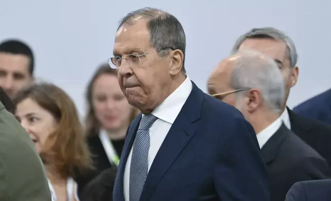 OffRussia's Foreign Minister Sergei Lavrov arrives to attend a plenary session of the 31st Organization for Security and Cooperation in Europe (OSCE) Ministerial summit, in Ta'Qali, Malta, Thursday, Dec. 5, 2024. (Alberto Pizzoli/Pool Photo via AP)