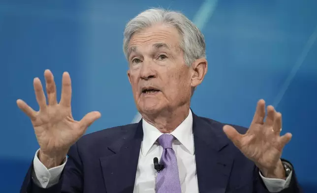 Federal Reserve chair Jerome Powell speaks at the DealBook Summit in New York, Wednesday, Dec. 4, 2024. (AP Photo/Seth Wenig)