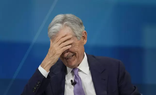 Federal Reserve chair Jerome Powell reacts while speaking at the DealBook Summit in New York, Wednesday, Dec. 4, 2024. (AP Photo/Seth Wenig)