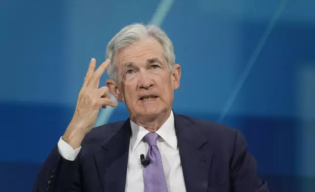 Federal Reserve chair Jerome Powell speaks at the DealBook Summit in New York, Wednesday, Dec. 4, 2024. (AP Photo/Seth Wenig)