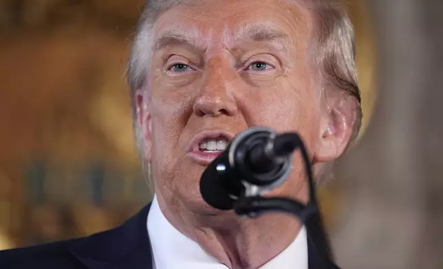 President-elect Donald Trump speaks during a news conference at Mar-a-Lago, Monday, Dec. 16, 2024, in Palm Beach, Fla. (AP Photo/Evan Vucci)