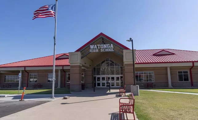 Nationwide, Native students miss school far more frequently than their peers, but not at Watonga High School shown on Wednesday, Oct. 2, 2024, in Watonga, Okla. (AP Photo/Nick Oxford)