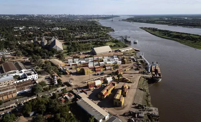 The Caacupemi port stands on the banks of the Paraguay River in Asuncion, Paraguay, Tuesday, July 9, 2024. (AP Photo/Rodrigo Abd)