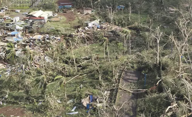 This undated photo provided on Tuesday Dec. 17, 2024 by the French Interior Ministry shows a devastated part of the French territory of Mayotte in the Indian Ocean, after the island was battered by its worst cyclone in nearly a century. (Ministere de l'Interieur/ Securite Civile via AP)