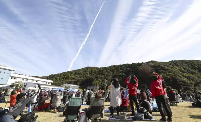 Space One's Kairos No. 2 rocket, carrying satellites, is launched from Space Port Kii in Kushimoto town, western Japan Wednesday, Dec. 18, 2024. (Kyodo News via AP)