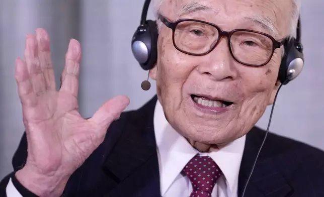 Representative of this year's Nobel Peace Prize winner Nihon Hidankyo, or the Japan Confederation of A- and H-Bomb Sufferers Organizations, Terumi Tanaka, speaks during a press conference ahead of the Nobel Peace Prize ceremony, at the Nobel Institute in Oslo, on Monday, Dec. 9, 2024. (Javad Parsa/NTB Scanpix via AP)