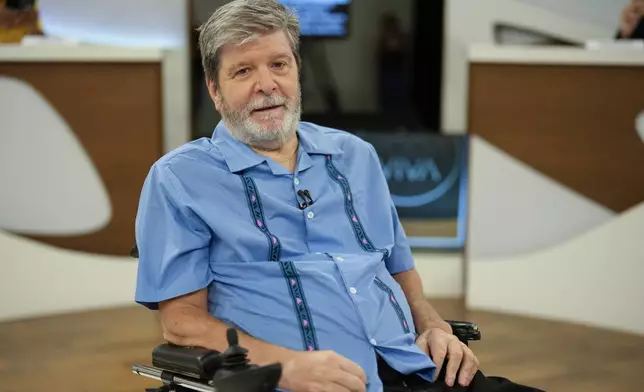 Writer Marcelo Rubens Paiva, the author of the book that served as the basis for the film "I'm Still Here," poses for a photo during an interview in Sao Paulo, Friday, Dec. 20, 2024. (AP Photo/Andre Penner)