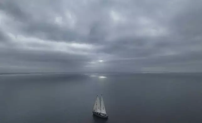 The sailboat 'Grain de Sail II' sails off Saint Malo, western France, Nov. 6, 2024. (AP Photo/Thibault Camus)