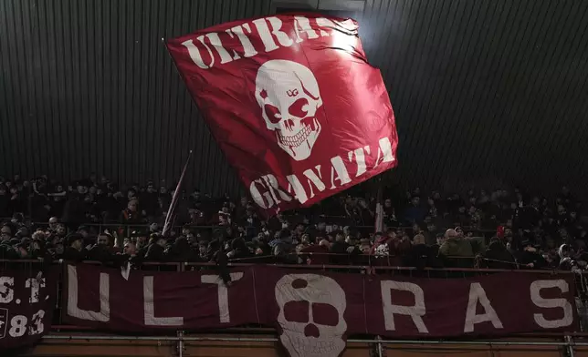 Torino fans during the Italian Serie A soccer match between Genoa and Torino at the Luigi Ferraris Stadium in Genoa, Italy, Saturday, Dec. 7, 2024. (Fabio Ferrari/LaPresse via AP)