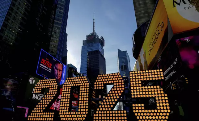 FILE - The 2025 New Year's Eve numerals are displayed in Times Square, Wednesday, Dec. 18, 2024, in New York. (AP Photo/Julia Demaree Nikhinson, File)