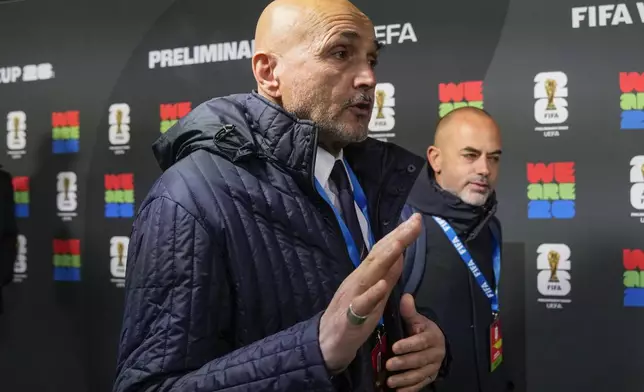 Italy head coach Luciano Spalletti arrives at the UEFA Preliminary Draw for the 2026 FIFA World Cup at FIFA headquarters in Zurich, Switzerland, Friday, December 13, 2024. (AP Photo/Martin Meissner)