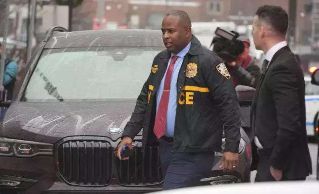 New York Police Deputy Commissioner Kaz Daughtry arrives at Altoona Police Department, where a man with a gun thought to be similar to the one used in the killing of UnitedHealthcare CEO Brian Thompson has been taken into police custody for questioning, Monday, Dec. 9, 2024, in Altoona, Pa. (AP Photo/Gene J. Puskar)