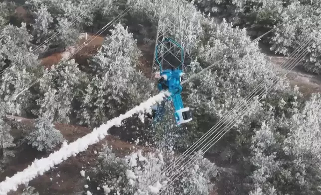 Robots deployed for de-icing on power lines in southwest China’s Sichuan