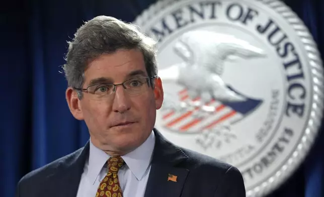 U.S. Attorney District of Massachusetts Joshua Levy takes questions from reporters during a news conference, Monday, Dec. 16, 2024, at the federal courthouse, in Boston. (AP Photo/Steven Senne)