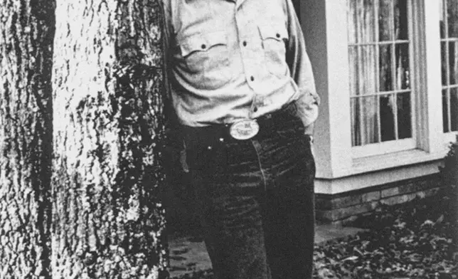 FILE - Former Georgia Gov. Jimmy Carter poses for a picture in blue jeans outside his home in Plains, Ga., Feb. 8, 1976, as he takes a break from campaigning for the Democratic nomination for president. (AP Photo/Joe Holloway Jr., File)