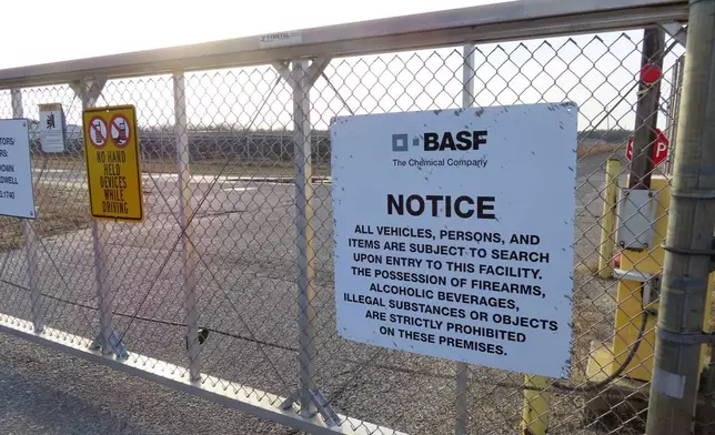 A gate blocks entrance to the former Ciba-Geigy chemical plant Dec. 17, 2024, in Toms River, N.J., one of America's worst toxic waste sites. (AP Photo/Wayne Parry)