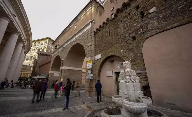 A view of the old Vatican walls where a secret narrow 800-meter corridor, known as "Passetto", runs between the Popes' Vatican palace and the Castel Sant'Angelo fortress, which was used during the Sack of Rome in 1527 by Pope Clement VII to escape and take refuge in the fortress, as it is reopened to the public just ahead of the Jubilee Year, an event expected to draw millions of visitors to the Eternal City, in Rome, Monday, Dec. 23, 2024. (AP Photo/Andrew Medichini)