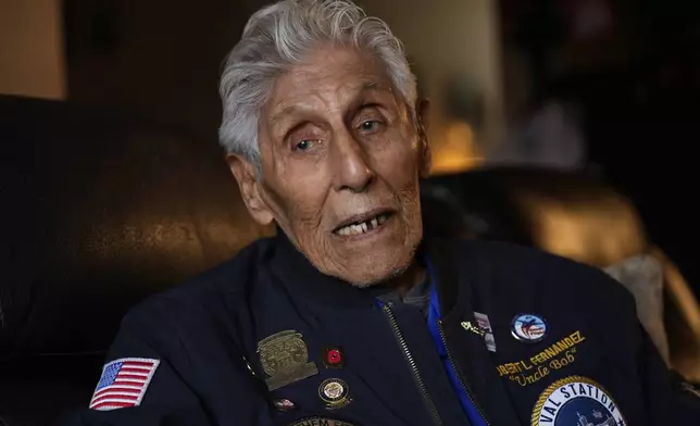 Pearl Harbor Navy veteran Bob Fernandez is photographed at home Tuesday, Nov. 19, 2024, in Lodi, Calif. (AP Photo/Godofredo A. Vásquez)