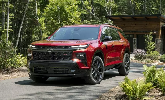 This photo provided by Chevrolet shows the 2025 Traverse. The Traverse got a redesign last year and is one of the roomiest three-row midsize SUVs you can buy. (General Motors via AP)