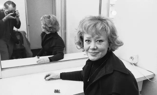 FILE - Glynis Johns is pictured in her New York dressing room on Jan, 12, 1973. (AP Photo/Jerry Mosey, File)