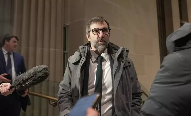 Canada's Minister of Environment and Climate Change Steven Guilbeault arrives for a national caucus meeting, in Ottawa, Ontario, Monday, Dec. 16, 2024. (Spencer Colby/The Canadian Press via AP)
