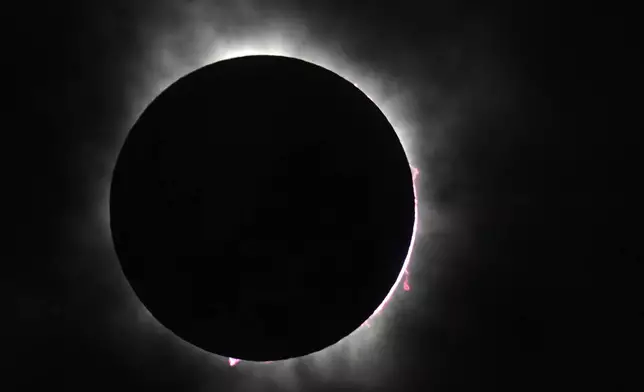 FILE - The moon covers the sun during a total solar eclipse, as seen from Fort Worth, Texas, April 8, 2024. (AP Photo/LM Otero, File)