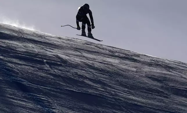 Forerunner Lindsey Vonn skis during a women's World Cup downhill training run, Thursday, Dec. 12, 2024, in Beaver Creek. (AP Photo/John Locher)