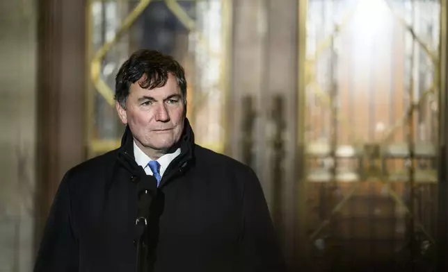 FILE - Dominic LeBlanc, Minister of Finance, Public Safety and Intergovernmental Affairs, participates in a news conference after a swearing in ceremony at Rideau Hall in Ottawa, Ontario, Dec. 16, 2024. (Justin Tang/The Canadian Press via AP, File)