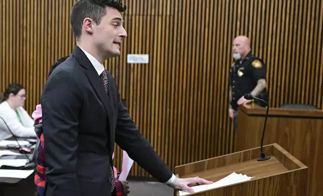 Public defender Jacob Margolis stands with Fiona Allen for her arraignment in Cuyahoga County Common Pleas Court, Tuesday, Dec. 3, 2024. Allen is accused of illegally voting in five different elections since 2020. Though Allen is a legal resident of the United States, prosecutors say she is not an American citizen. (AP Photo/David Dermer)