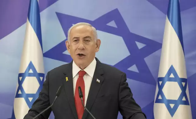 Israeli Prime Minister Benjamin Netanyahu speaks during a press conference in Jerusalem, Monday, Dec. 9, 2024. (AP Photo/Maya Alleruzzo, Pool)