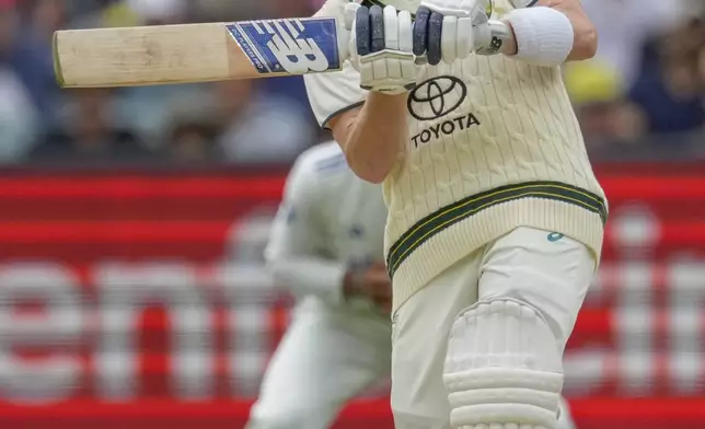 Australia's Steve Smith bats during play on the second day of the fourth cricket test between Australia and India at the Melbourne Cricket Ground, Melbourne, Australia, Friday, Dec. 27, 2024. (AP Photo/Asanka Brendon Ratnayake)