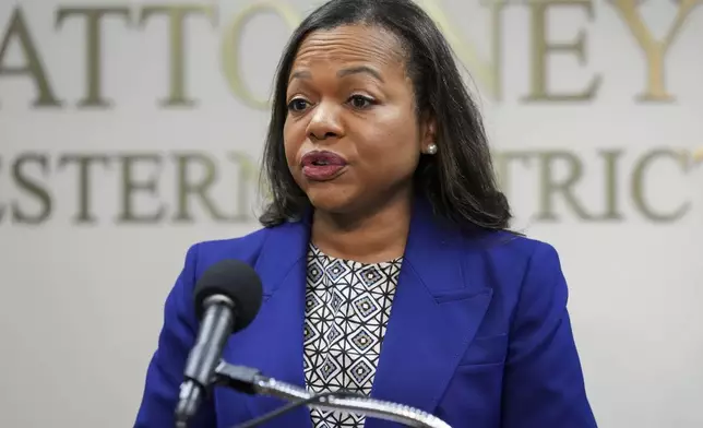 Assistant Attorney General Kristen Clarke of the Justice Department's Civil Rights Division speaks during a news conference Thursday, Dec. 5, 2024, in Memphis, Tenn. (AP Photo/George Walker IV)