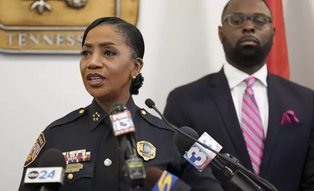 Memphis Police Chief Cerelyn "C.J." Davis speaks during a news conference Thursday, Dec. 5, 2024, in Memphis, Tenn. (AP Photo/George Walker IV)