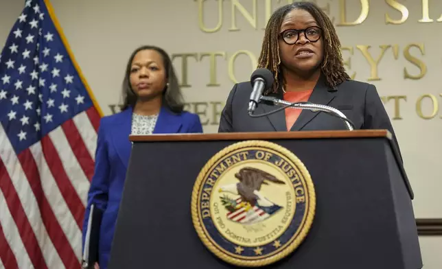 Acting United States Attorney Reagan Fondren for the Western District of Tennessee speaks during a news conference Thursday, Dec. 5, 2024, in Memphis, Tenn. (AP Photo/George Walker IV)