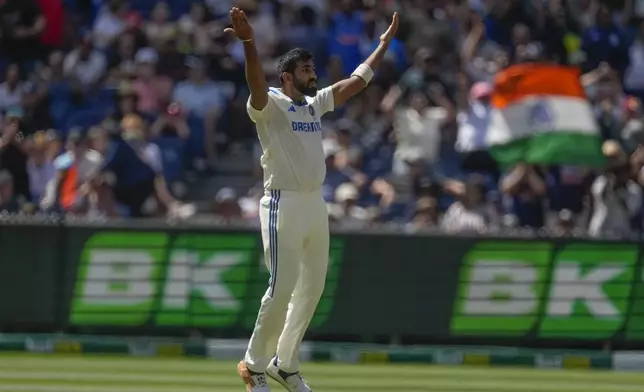 India's Jasprit Bumrah cdAustralia's Sam Konstas during play on the day four of the fourth cricket test between Australia and India at the Melbourne Cricket Ground, Melbourne, Australia, Sunday, Dec. 29, 2024. (AP Photo/Asanka Brendon Ratnayake)