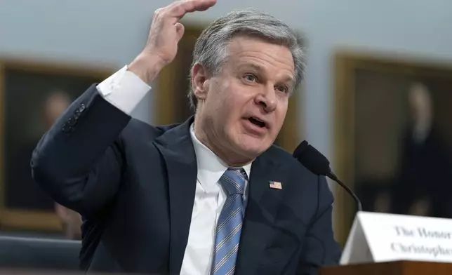 FILE - FBI Director Christopher Wray testifies on Capitol Hill in Washington, April 27, 2023. (AP Photo/Jose Luis Magana, File)