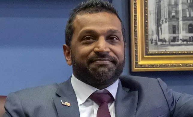 Kash Patel, President-elect Donald Trump's pick to be the director of the FBI, attends a meeting in the office of Sen. John Cornyn, R-Texas, on Capitol Hill, Monday, Dec. 9, 2024, in Washington. (AP Photo/Mark Schiefelbein)