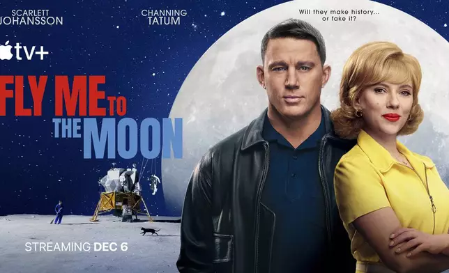 This image shows promotional art for the film "Fly Me to the Moon". (Apple TV+ via AP)