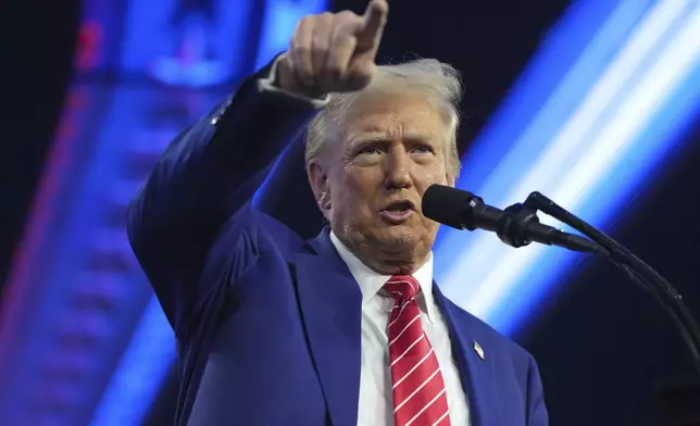 FILE - President-elect Donald Trump speaks at AmericaFest, on Dec. 22, 2024, in Phoenix. (AP Photo/Rick Scuteri, File)