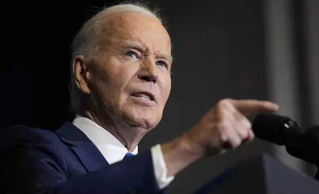 FILE - President Joe Biden speaks at the 2024 White House Tribal Nations Summit at the Department of the Interior in Washington, on Dec. 9, 2024. (AP Photo/Susan Walsh, File)