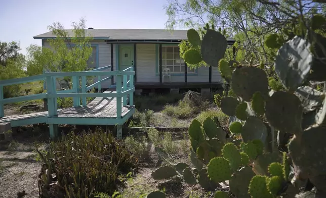 The home of the late Amada Cardenas, who was one of the first federally licensed peyote dealers, alongside her husband, to harvest and sell the sacramental plant to followers of the Native American Church, Monday, March 25, 2024, in Mirando City, Texas. (AP Photo/Jessie Wardarski)