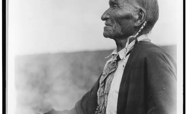 This photo provided by the Library of Congress shows a Cheyenne Peyote leader in 1927. (Edward S. Curtis Collection/Library of Congress via AP)