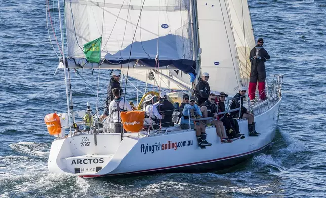 Flying Fish Arctos sails out to sea following the start of the Sydney to Hobart yacht race in Sydney, Thursday, Dec. 26, 2024. (Carlo Borlenghi/Rolex via AP)