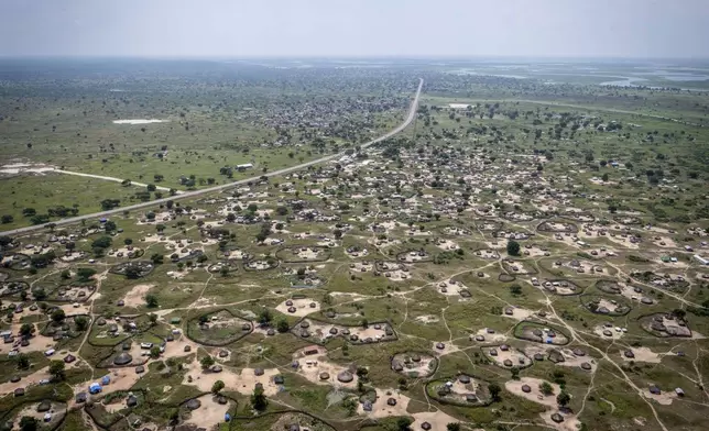 An aerial view of Bor town in the capital of Jonglei state, South Sudan, Friday Nov. 15, 2024. (AP Photo/Florence Miettaux)